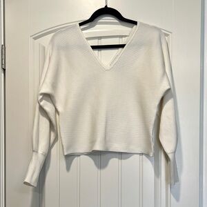 Pink Rose Off-White V-Neck Sweater